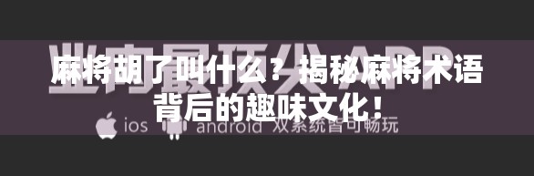 麻将胡了叫什么？揭秘麻将术语背后的趣味文化！