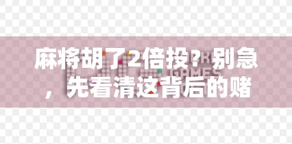 麻将胡了2倍投?别急,先看清这背后的赌局陷阱! 麻将胡了2倍投?别急,先看清这背后的赌局陷阱!