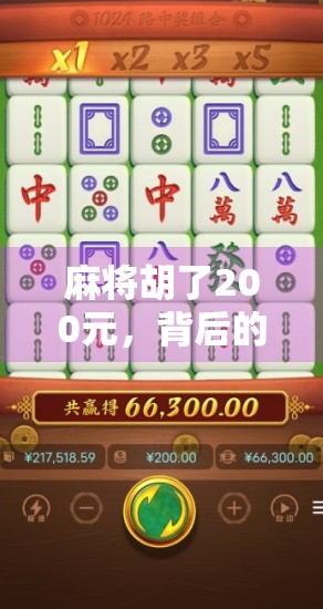 麻将胡了200元，背后的小钱与大账，一场社交游戏中的真实人性博弈