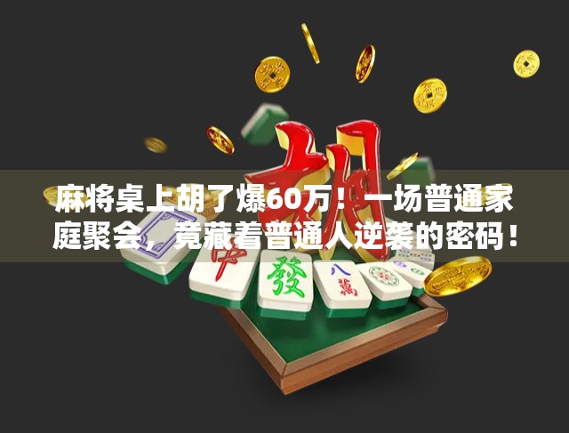 麻将桌上胡了爆60万！一场普通家庭聚会，竟藏着普通人逆袭的密码！
